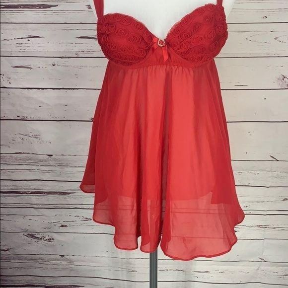 Seductive Wear Red Sheer Medium Babydoll‎ Lingerie night gown - Picture 6 of 10